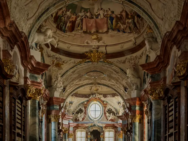 The baroque library of Altenburg Abbey in Austria