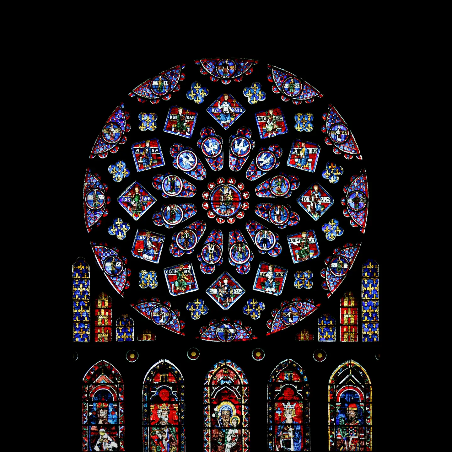 The north rose window of Chartres Cathedral, c. 1230